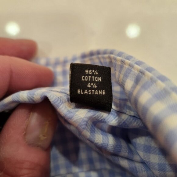 VTG Lauren Ralph Lauren Dress Shirt Mens Size 17 XL Blue Gingham Checks Stretch - Picture 8 of 14